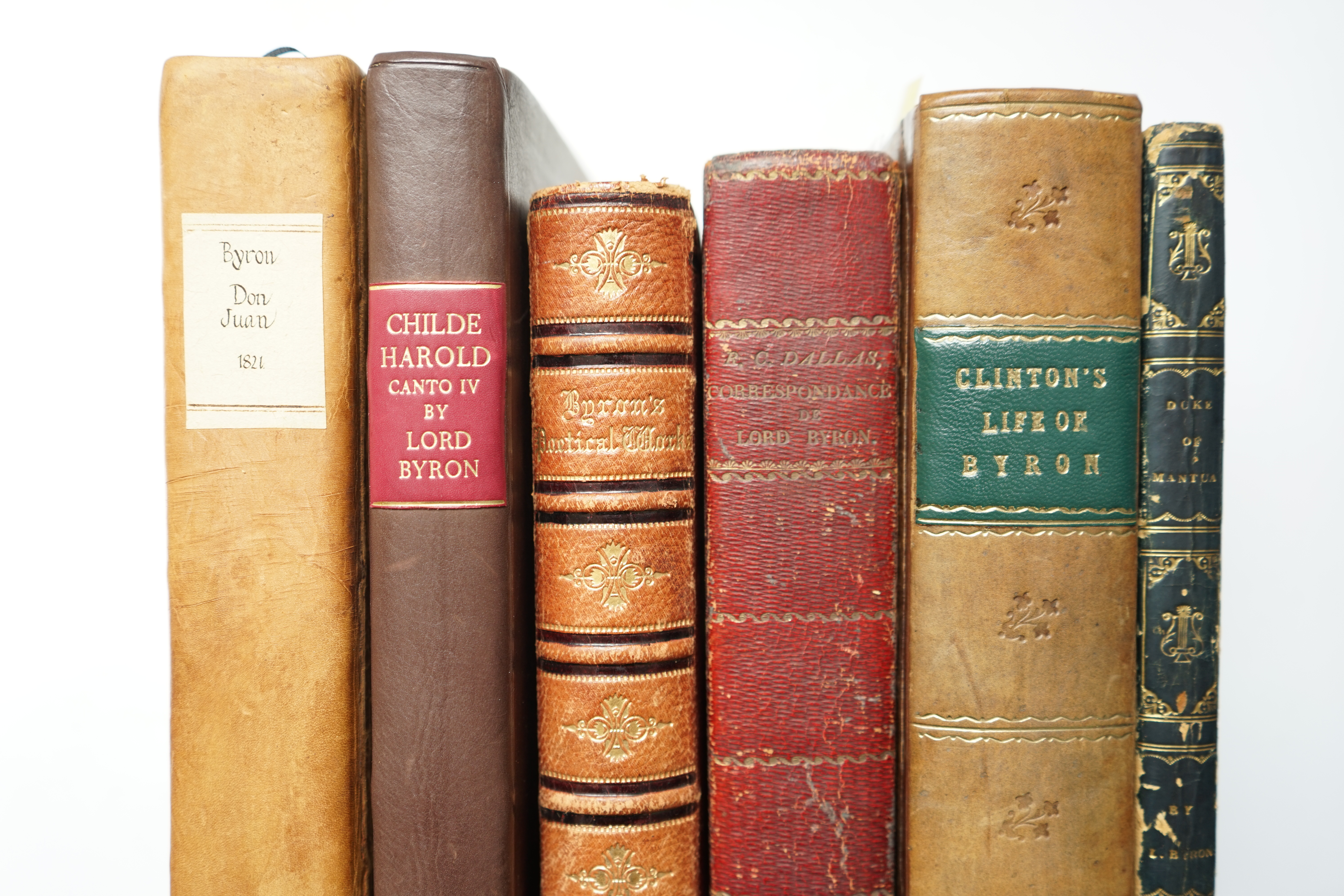 Clinton, George - Memoirs of the Life and Writings of Lord Byron, calf rebacked, 1832; The Poetical Works of Lord Byron with life engravings in steel, (The Landscape Edition of Poets), Gall & Inglis, nd; Dallas, R.C - Co